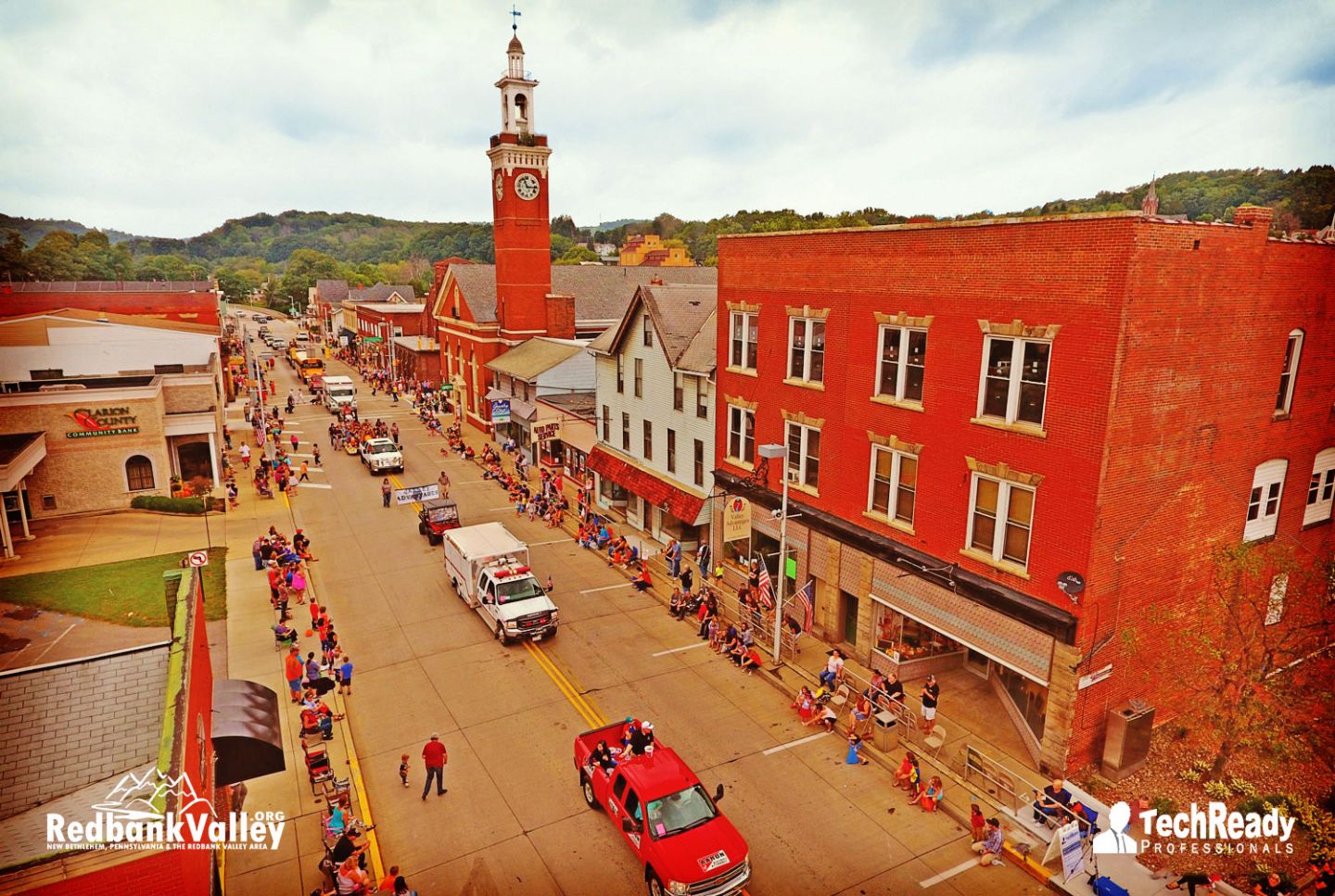 An overhead view of the Peanut Butter Festival in downtown New Bethlehem